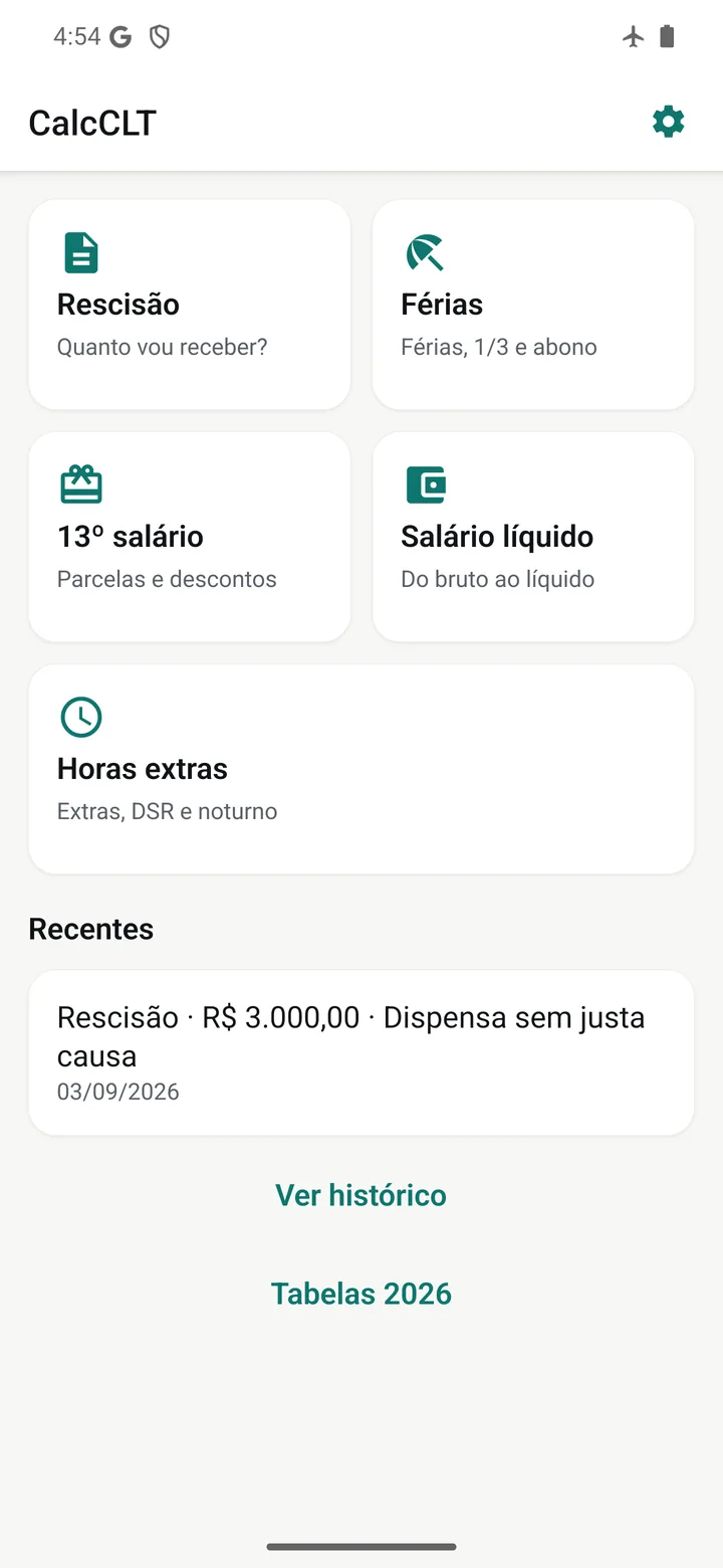 Tela do CalcCLT: Cinco calculadoras
